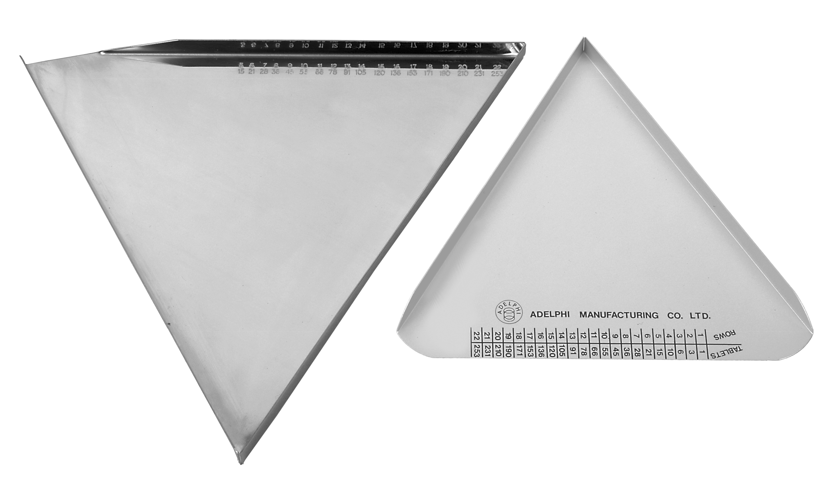 Triangular tablet counting tray