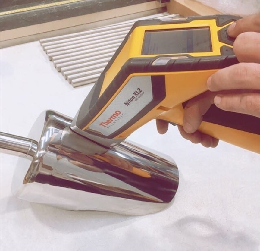 A portable XRF material testing machine